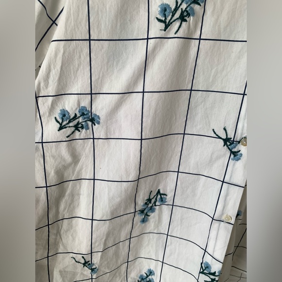 Zara XS Blouse Embroidered Flower TOP Peter Pan VINTAGE Style - Picture 5 of 6